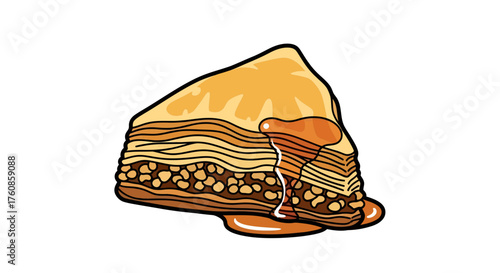 Delightful baklava piece showcasing flaky layers and sweet honey syrup drawing anticipation