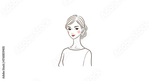 Elegant hand-drawn sketch of a woman with sophisticated updo on white backdrop