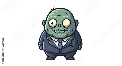 Undead executive with a corporate undead figure in a business suit cartoon character