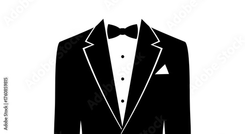 Formal attire elegance: A sleek black tuxedo illustration for sophisticated events and invitations