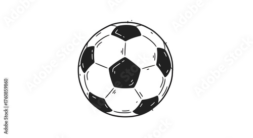 Hand-drawn football icon representing sport and soccer enthusiasm and recreation