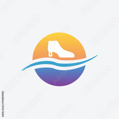 Stylized depiction of ice skate gliding over water representing winter activity