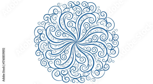 Intricate swirling pattern design resembling delicate ocean waves in a circular manner