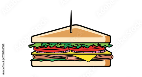 Illustration of a well crafted club sandwich with fresh ingredients suitable for promotion