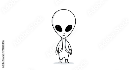 Minimalist Alien Character Illustration on White Backdrop for Creative Designs