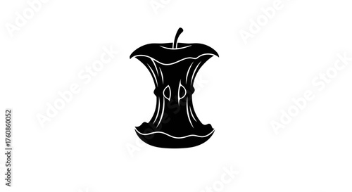 Minimalist apple core illustration conveying wastefulness and consumption concept