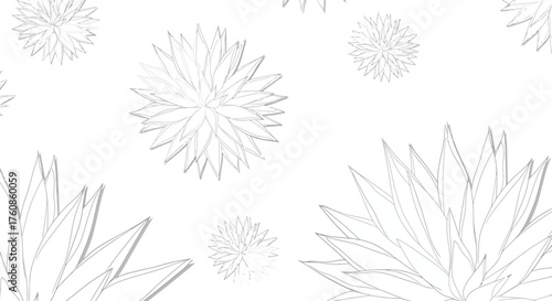 Minimalist botanical pattern featuring stylized agave plants against white background