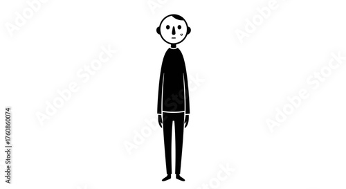 Minimalist character illustration depicting anxiety and awkwardness with simplistic black figure