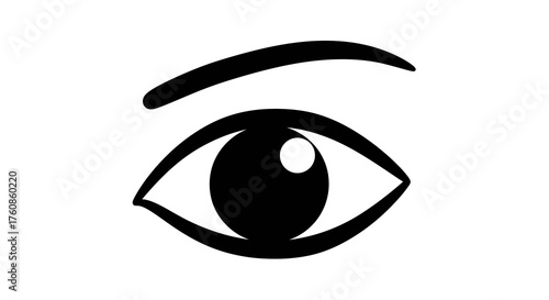 Minimalist single eye with brow, a graphic silhouette for visual communication and design projects