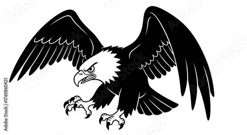 Monochrome representation of an eagle displaying a bold and imposing presence