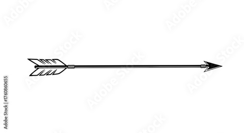 Precise monochrome arrow illustration, aiming forward, evoking a sense of direction and purpose