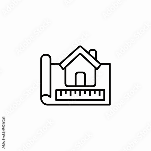 home blueprint icon sign vector