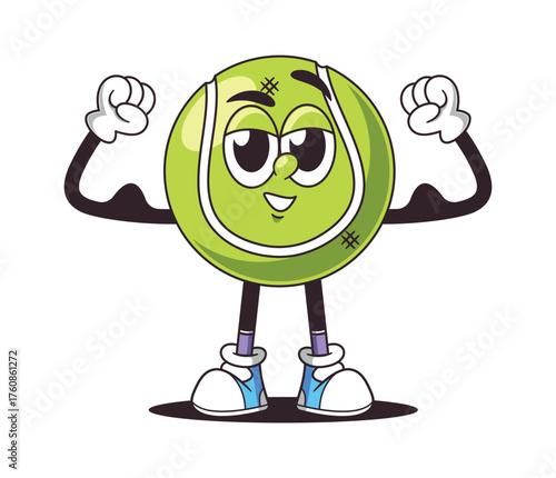 Tennis ball personage showing muscles
