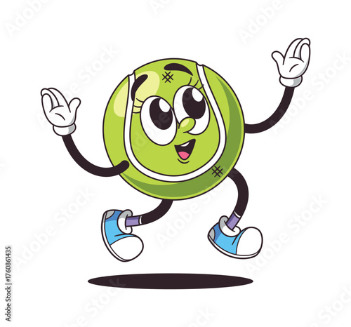 Cute carefree tennis ball personage