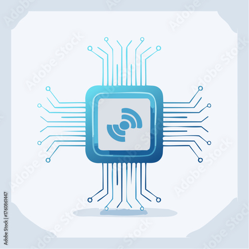 Stylized Microchip Illustration for Modern Technology and Connectivity Concepts