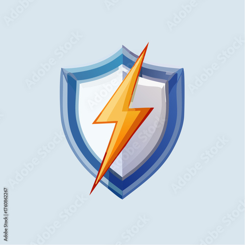 Stylized Shield with Lightning Bolt: Symbol of Protection and Rapid Action