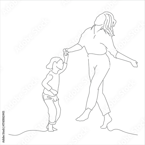 mother and child are dancing. Active family of dancing young mother and daughter enjoying movement to music. Dance of teenage girl,