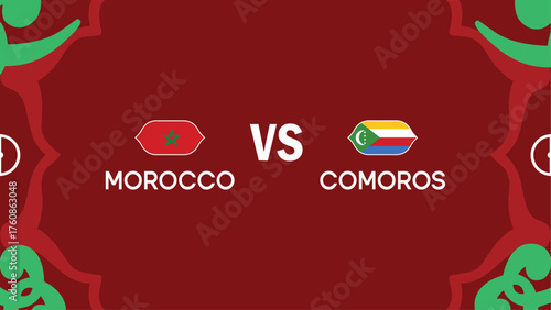 Morocco And Comoros African Nations Morocco 2025 Flags Teams Countries African Football Symbol Logo Design Vector Illustration
