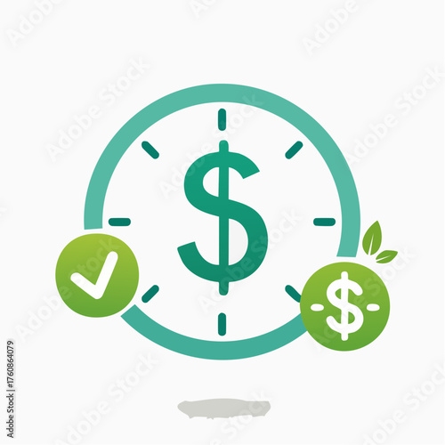 Time-sensitive financial investment growth and approval icon illustration concept