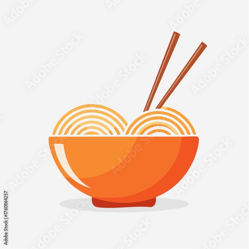 Vibrant bowl of stylized noodles with chopsticks illustrating a minimalist culinary concept