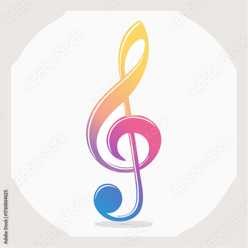 Vibrant musical harmony: A symbol of sound and melody rendered in radiant colors