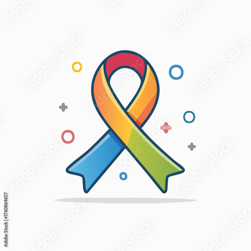 Vibrant rainbow ribbon symbol against inclusivity and diverse representation