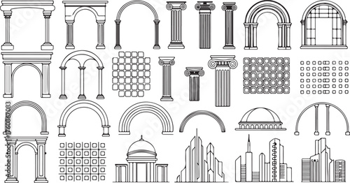 Art of collection of architectural elements set