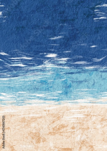 Abstract sand beach and ocean landscape illustration for decoration on coastal and nautical concept.
