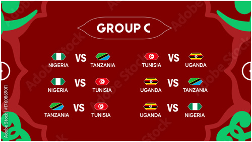 African Nations Morocco 2025 Group C Matches Teams Flags Countries African Football Logo Design Vector Illustration