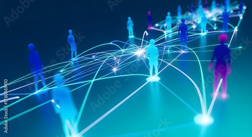 Ilustración 3d que conecta a personas en Internet, conexión a redes sociales