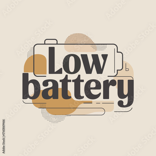 Modern low battery icon symbol with abstract shapes minimalist graphic design represents energy depletion and power needs vector