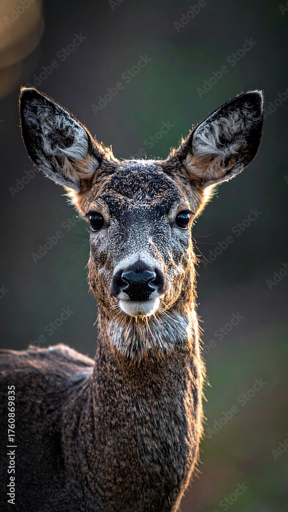 Fototapeta premium Intense Gaze - A Portrait of a Wild Roe Deer in Nature.