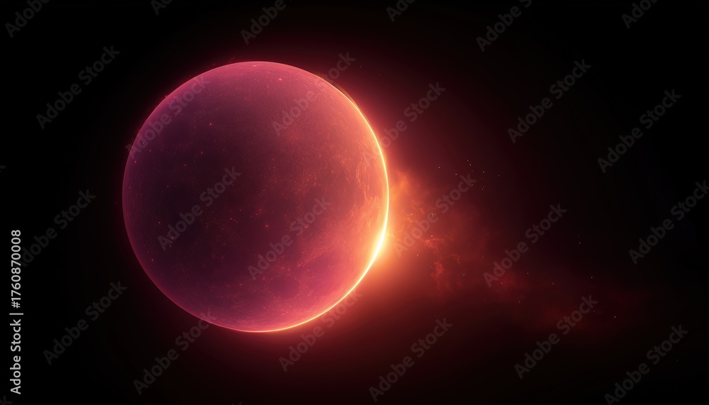 Obraz premium Glowing Pink Fire In Dark Space: Sun Eclipse And Moon Science Light With A Radiant Glow.