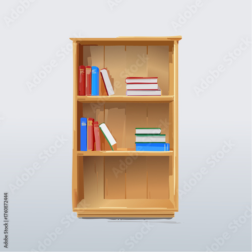 Offenes Bücherregal mit klaren Linien