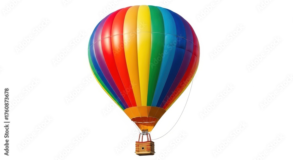 Fototapeta premium Colorful Rainbow Hot Air Balloon Against a Bright White Background