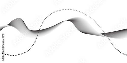 Elegant black and white abstract wave lines with dotted curves, symbolizing motion and balance.