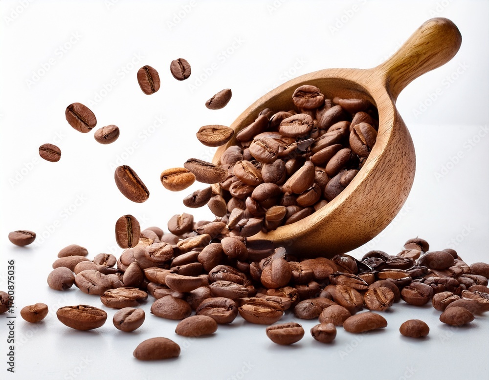 Fototapeta premium falling coffee beans for food and beverage marketing white background