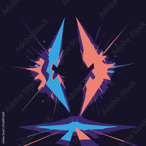 Vibrant Abstract Geometric Shapes Bursting with Neon Energy and Cosmic Glow