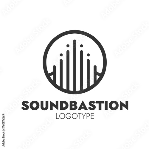 SOUNDBASTION logo features equalizer bars in circular emblem, representing audio strength and modern sound identity