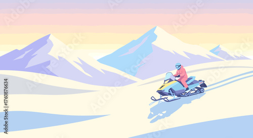 Snowmobile Adventure In The Winter Wonderland Landscape