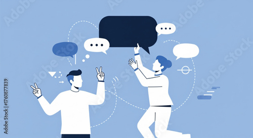 Conversation and social interaction concept illustration