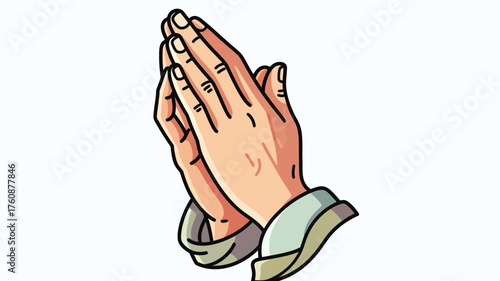 Praying hands illustration cartoon style graphic for religious themes spiritual concepts and graphic design projects