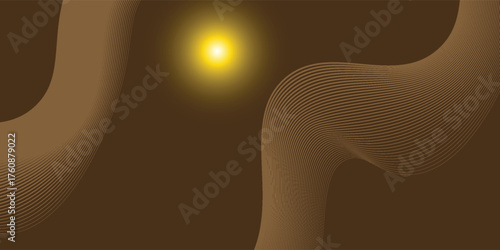 Mountain background vector. Minimal landscape art with gold line art texture modern