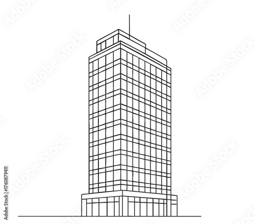High rise building apartment sketch. Line art
