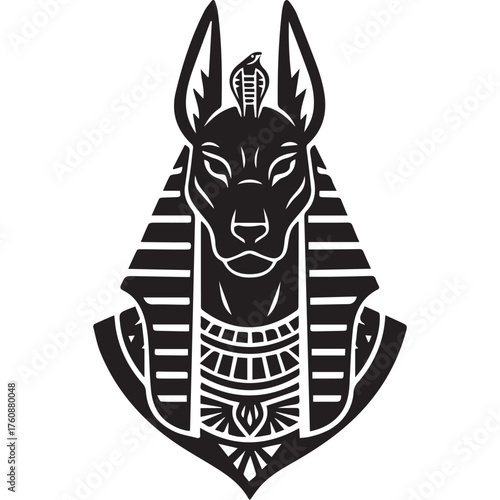 Ancient Egyptian Death God Anubis Head black shape icon silhouette vector flat illustration design on white background