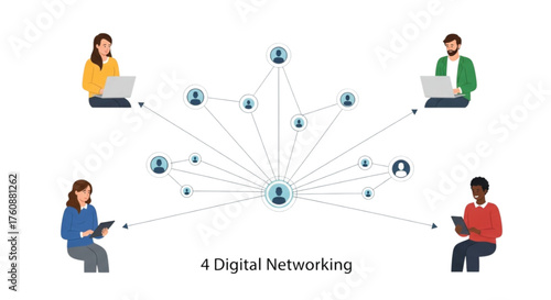 People connecting through online networks and technology