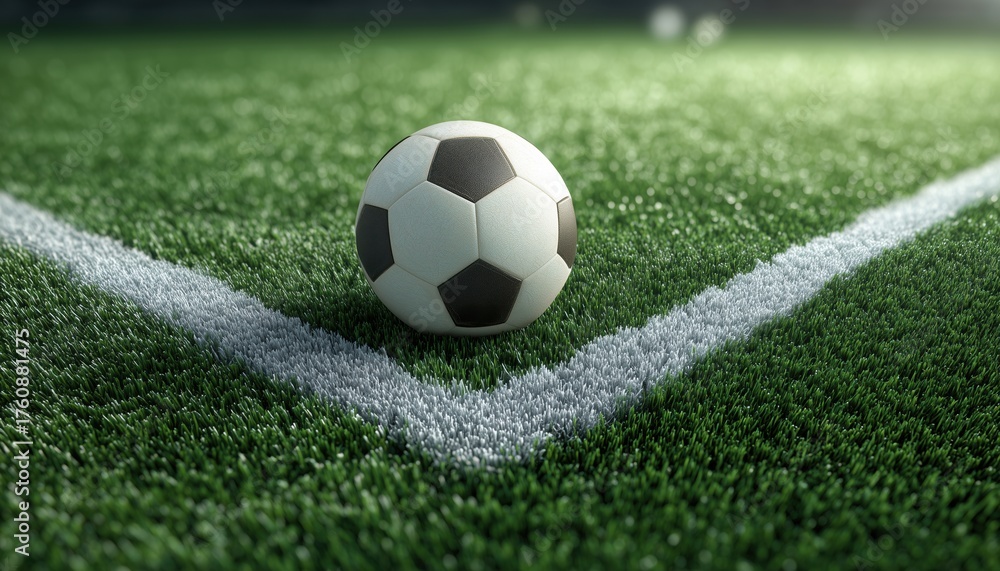 Fototapeta premium Soccer Football On Corner Kick: A Game Of Skill And Strategy On The Soccer Field, Football Field, And Ure Regions.