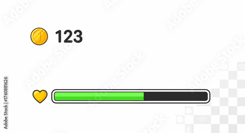 Gameplay Hud Interface With Coin Counter And Health Bar