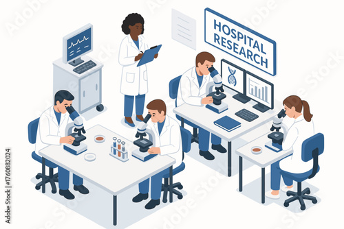 Diverse medical researchers conducting experiments in laboratory setting