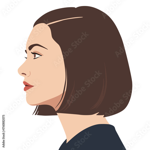 Young woman's side profile with a bob haircut